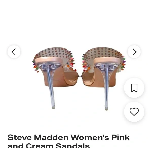 Steve Madden Nude Clear Slide Heels with Multicolor Studs - Picture 2 of 3